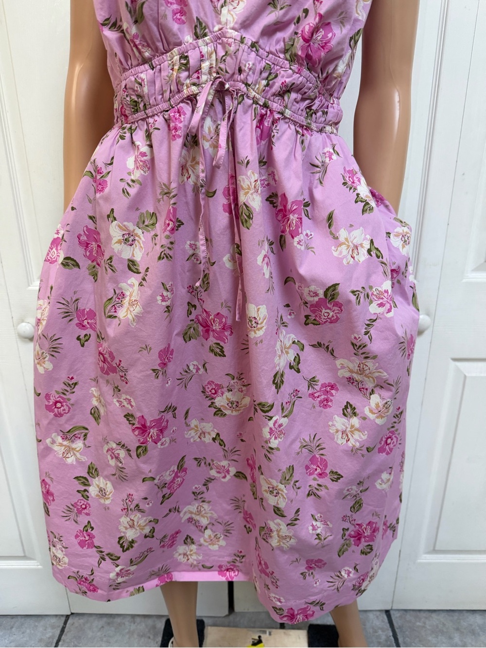 Lane Bryant Pink Floral Sleeveless Cotton Dress Women’s Size 16 - Picture 7 of 16